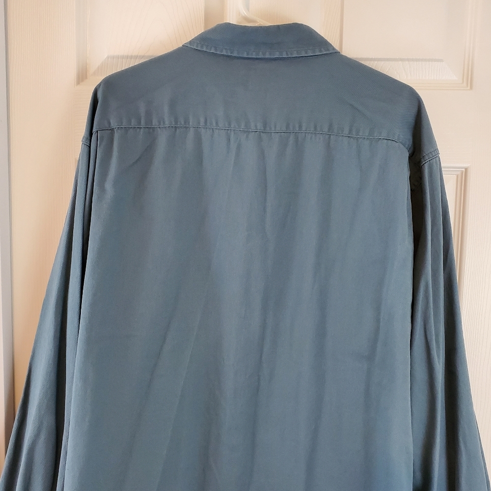 Men's Wrangler Light Blue/Grey Button Up Shirt - Picture 9 of 13
